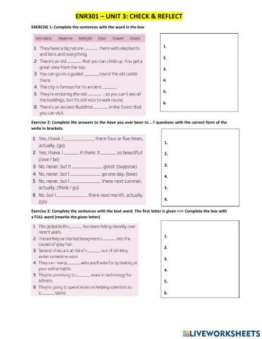 ENR301 - UNIT 3 CHECK AND REFLECT