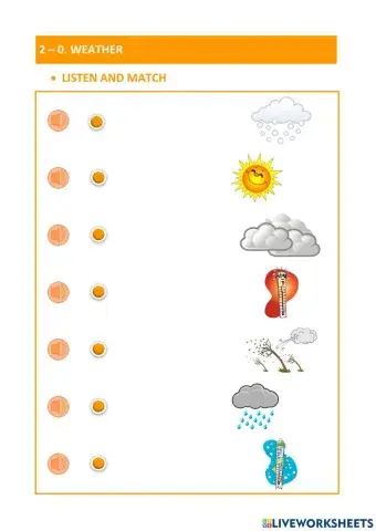 2-0. WEATHER. LISTEN, READ AND MATCH