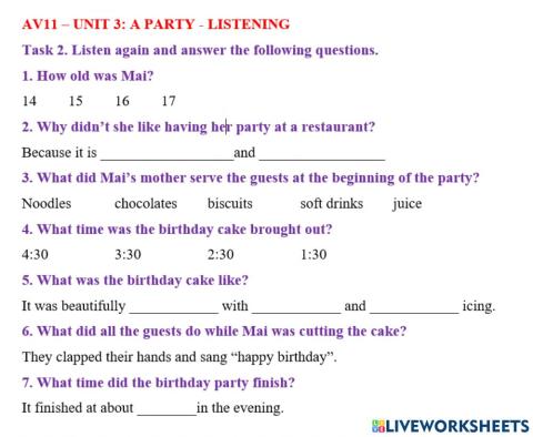 Av11 - unit 3 listening