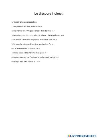 test discours indirect