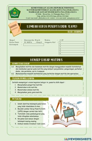 Lkpd konsep matriks