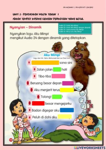 Pendidikan muzik tahun 1