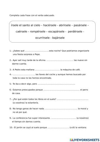 Verbos con pronombres