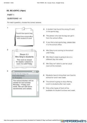 7E 3.10 Reading and writing test