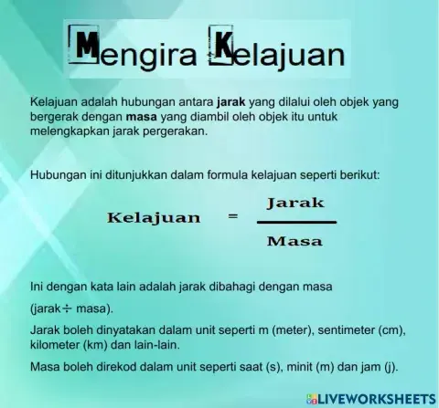 Kira kelajuan menggunakan formula