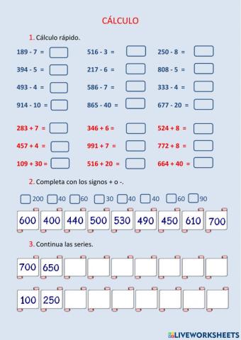 Cálculo y operaciones