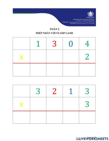 Phép nhân không nhớ với Stamp Game