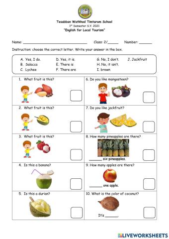 Primary 2 - Fruits