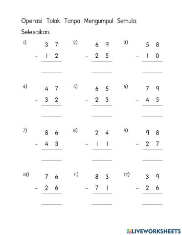 Operasi Tolak Tanpa Mengumpul Semula