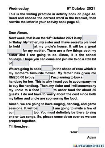 Revision- Writing Practice