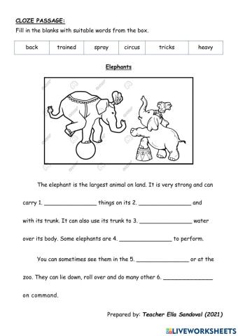Cloze Passage - Elephants