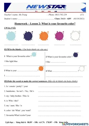 3A11-Lesson 2- What's your favourite color?