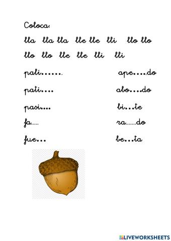 coloca sílabas con -ll-