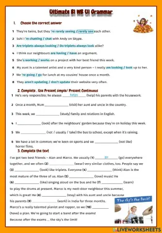 Ultimate B1 WB U1 Grammar