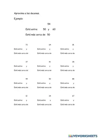 Aproximación a las decenas