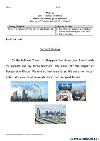 Where did Syasya go on holidays?