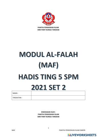 Modul maf ting 5 hadis set 2