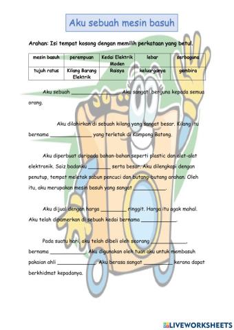 Karangan: Aku sebuah mesin basuh