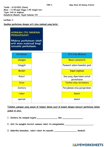 Latihan 1 : Mencari Erti atau Makna Perkataan