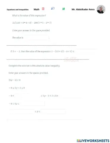 Equations and Inequalities  Show Learning