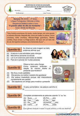 Atividade interdisciplinar