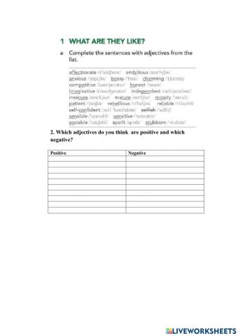 Vocabulary bank - personality 2