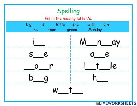 Spelling - Missing Letter DJ