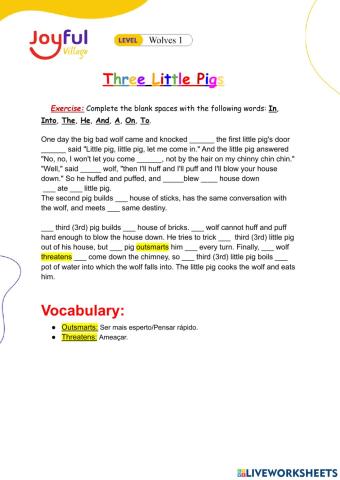 Three Little Pigs Worksheet