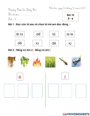 Bài tập Tiếng Việt