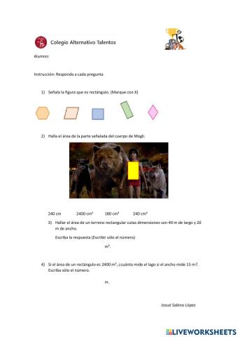 Área del rectángulo