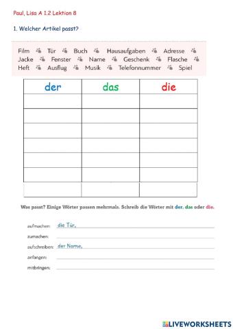 Paul und Lisa A1.2 Lektion 8