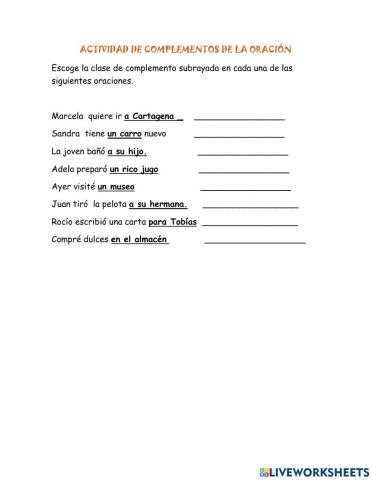 Complementos de la oración