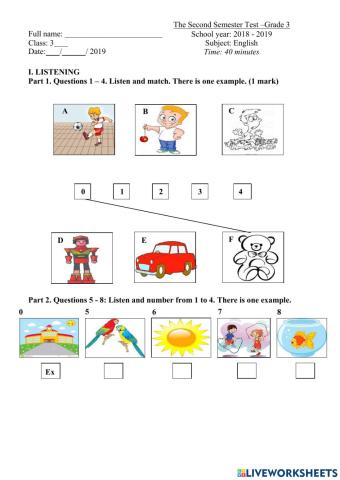 Sample Test grade 3