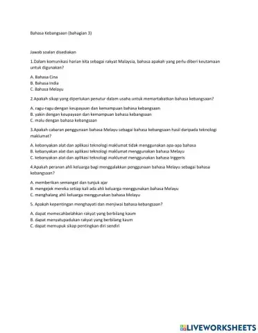 Bahasa kebangsaan bahagian 3