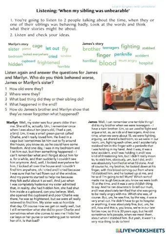 Listening: Problems with siblings