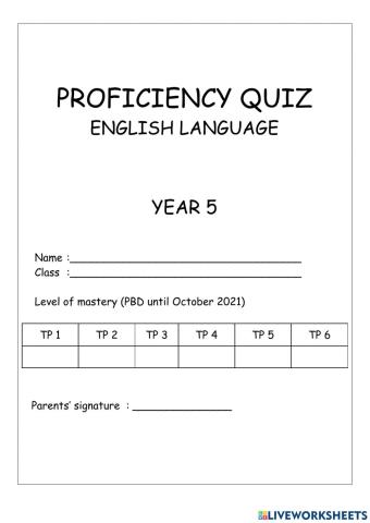 Year 5 proficiency quiz