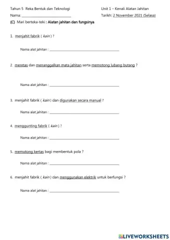 Unit 1 - Kenali Alatan Jahitan