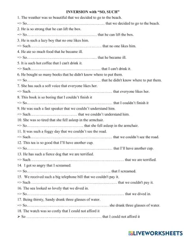 Grade 12- Inversion (so, such)