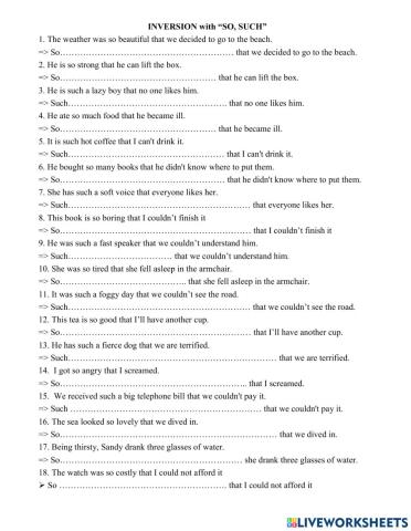 Grade 12- Inversion (so, such)