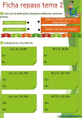 Ficha de repaso tema 2- Matemáticas 6º