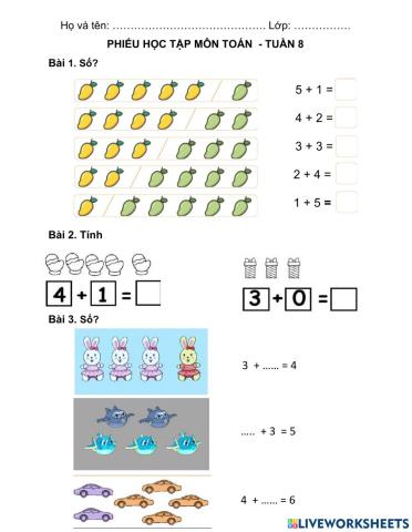 Phiếu ôn tập cuối tuần 8 - môn Toán