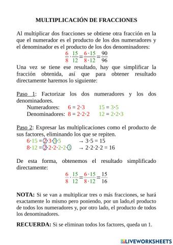 Producto de fracciones