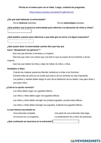 Comprensión oral: Igualdad de género