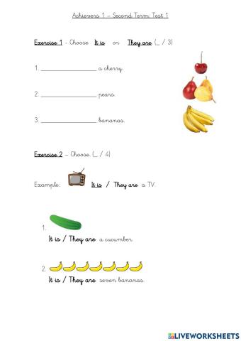 Achievers 1 - Second Term - Test 1