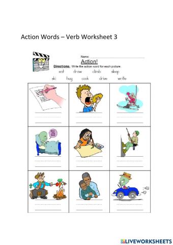 Action words Verb worksheet 3