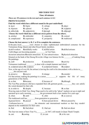 Midterm revision for grade 9