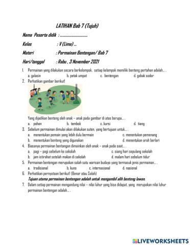 Latihan PLBJ Bab 7
