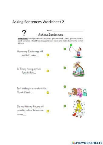 Asking Sentences Worksheet 2