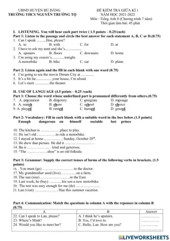 The first mid term Test