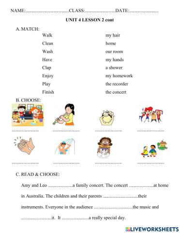 Unit 4 lesson 2 cont Family & Friends 5